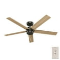 thumbnail image 4 of Hunter 52 inch Outdoor or Indoor Ceiling Fan No Light - Bronze Ceiling Fan without Light, For Patio, Porch, Garage, or Living Room, Standard Mount, 5 Blades, Wall Control - Burton 52264, Noble Bronze, 4 of 17