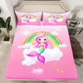 thumbnail image 2 of Homewish Kawaii Mermaid Princess Queen Sheet Sets,Colorful Rainbow Flat Sheet,Magic Cartoon Animal Queen Fitted Sheet For Girls,Ultra Soft Home Decor,4 Pieces, 2 of 7