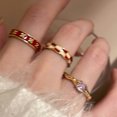 thumbnail image 5 of Anillo de apertura con esmalte que cae vintage para mujer, diseño de nicho único, anillo de dedo para pareja con sentido del lujo ligero y de alta calidad, 5 of 5