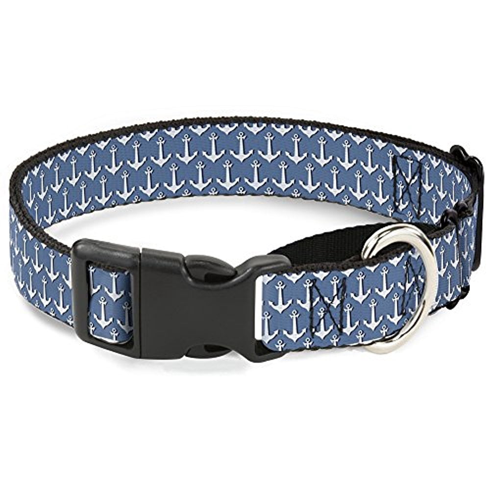 buckle-down anchor2 monogram baby blue navy white martingale dog collar