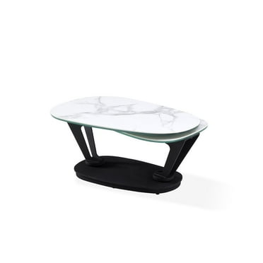 WHITE Motion Coffee Table with Cermanic Top and Metal base