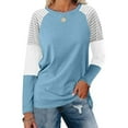 thumbnail image 6 of Lmnyox Women's Long Sleeve T Shirt Color Block Crew Neck Basic Tee Dropped Shoulder Casual Loose Shirts Tops, 6 of 7