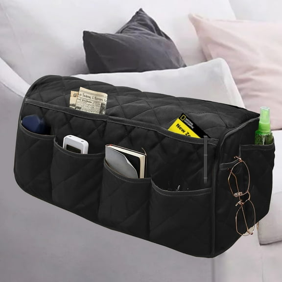 1PC Sofa Armrest Organizer, Armchair Caddy, Armchair Caddy Remote Control Holder for Recliner, Chair Arm Organizer with 10 Pockets for TV Remote, Phone, Magazine