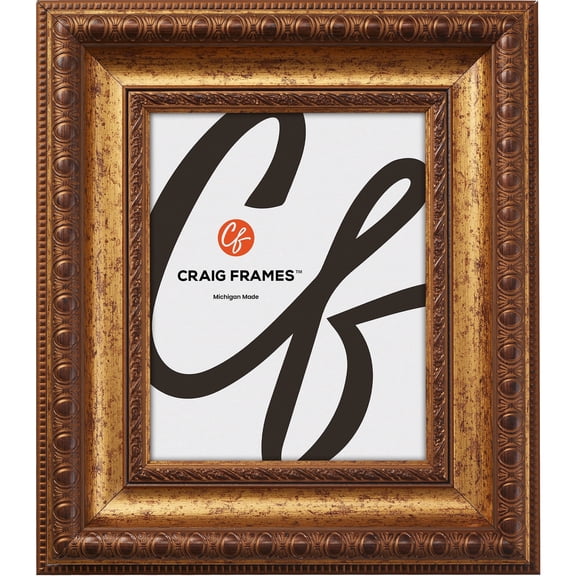 Craig Frames Arqadia Gothic, 8x10 inch Picture Frame, Aged Gold