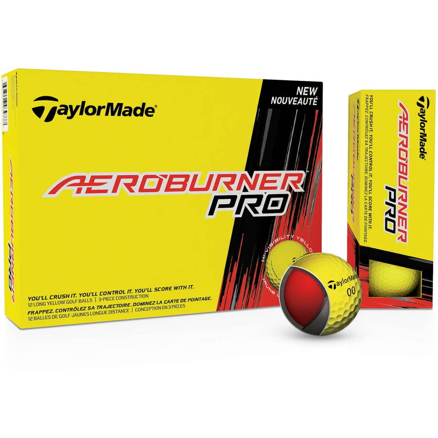 TaylorMade Aeroburner Golf Balls, Yellow, 12 Pack
