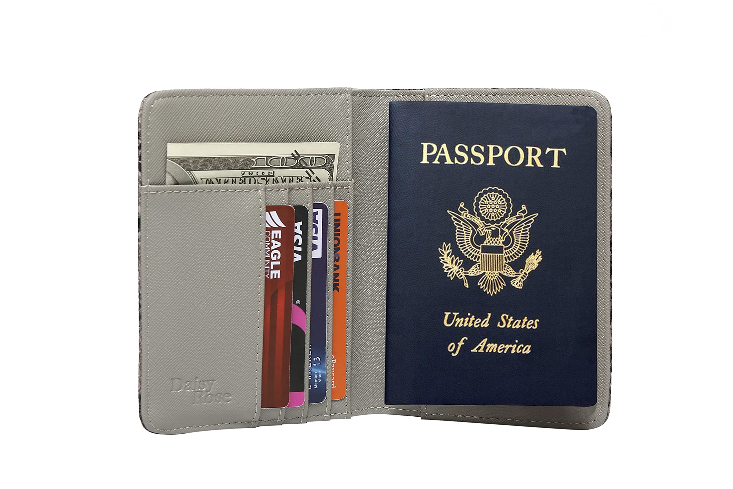 Daisy Rose RFID Blocking Passport Holder - Luxury PU Vegan Leather