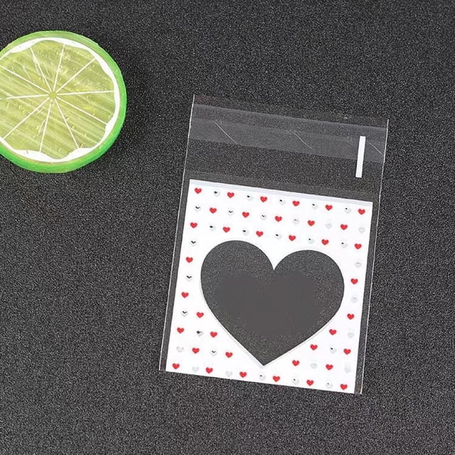 Bolsa de embalaje para hornear galletas, alimentos, dulces, regalo, muestra de prueba, joyería, amor, opp, bolsillo con sellado autoadhesivo