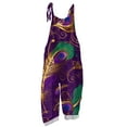 thumbnail image 4 of Dresfit Mardi Gras Romper Womens Wide Leg Patchwork Jumpsuit 2026 Adjustable Strap Sleeveless Carnival Overalls Loose Petite Outfits Gray 3XL, 4 of 4