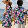 thumbnail image 4 of KUIFORTI Matching Couple Outfits Quick-dry Husband and Wife Clothing Womens Summer Dresses Hibiscus Floral Loose Cut Round Neck for Beach Seaside, 4 of 6
