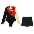 thumbnail image 4 of YONGHS Gymnastics Leotards for Women Metallic Long Sleeve Dance Leotard Shiny Bodysuit with Shorts Red XL, 4 of 5