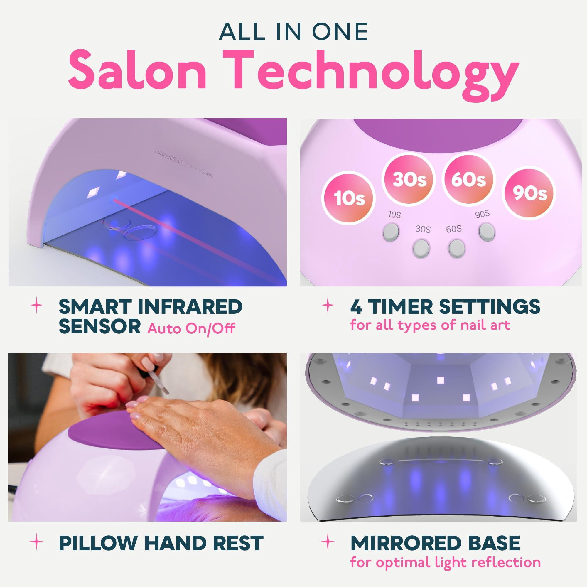 Uv Led Light For Nails  Dryer Gel Polish With Auto Sensor 33 Leds 4 Timers Settings Sun2c Purple