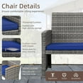 thumbnail image 4 of 4-Piece Outdoor Gray Wicker Patio Conversation Furniture Set, Rattan Patio Furniture Set with Weather Resistant Cushions and Tempered Glass Tabletop,Navy Blue, 4 of 8