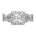 thumbnail image 4 of 14K White Gold Ring Band Engagement Semi Mount center Stone Mounting Square Diamond, Lab Grown Round, Size 9, 4 of 9