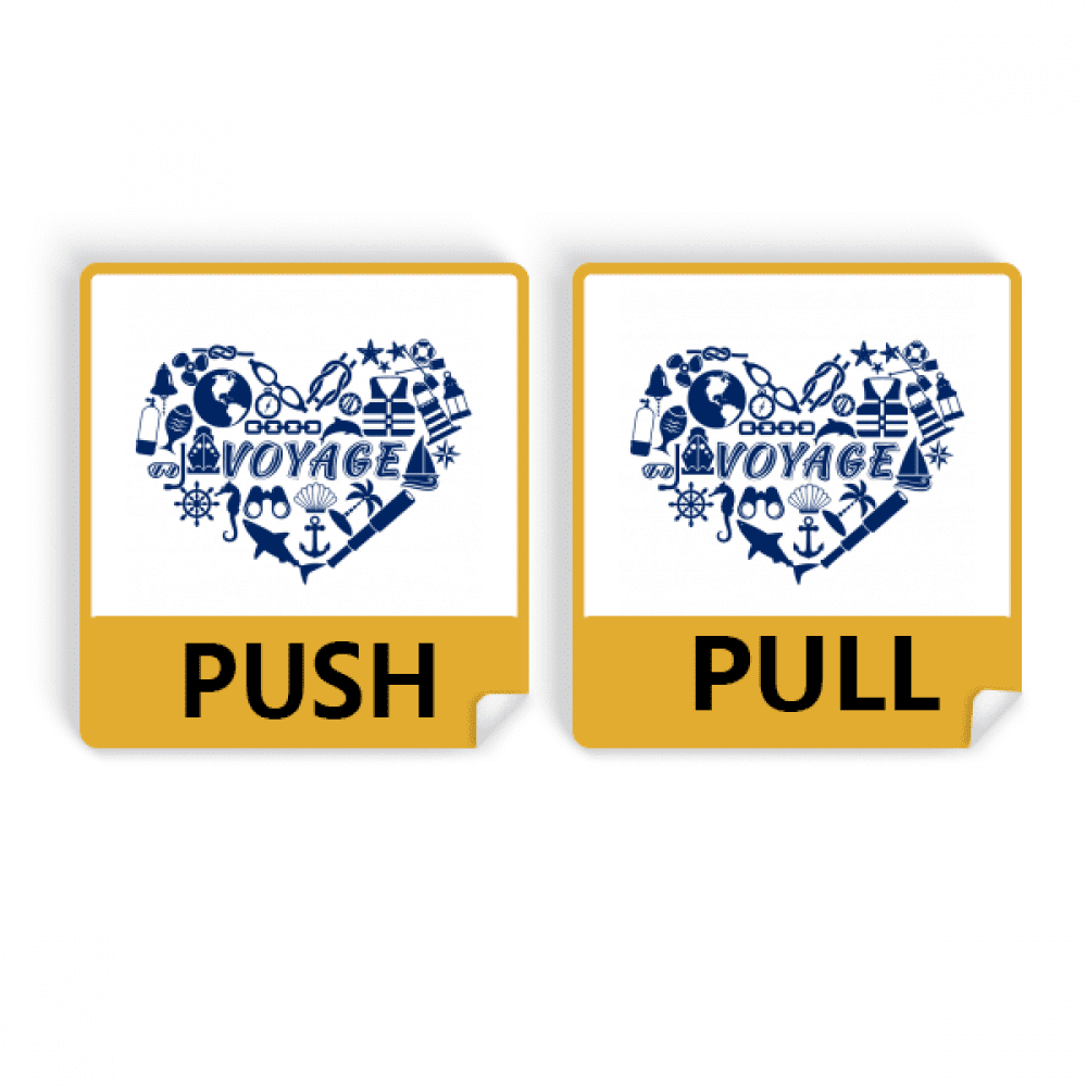 Marine Life Heart Navigation Equipment Push Pull Door Sign Vinyl Stickers Shop