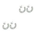thumbnail image 1 of Transemion Women Earrings Exquisite Jewelry Adornment Rounded Ladies Piercing Ear Hoops Ears Studs Fashion Decor Accessory Silver 2Set, 1 of 6
