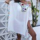 thumbnail image 1 of Puntoco Vestido De Manga Corta Con Cuello En V, Vestido De Playa De Verano Para Mujer Con Aberturas De Patchwork Blanco, 1 of 8