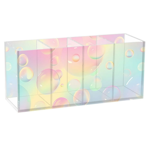 Colorful Bubbles Acrylic Pencil Pen Holder Cup 4 Compartments Desktop Organiser 7.87"x2.78"x3.54"