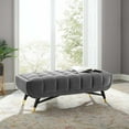 thumbnail image 2 of Accent Chair Bench, Velvet, Grey Gray, Modern Contemporary Urban Design, Living Lounge Room Hotel Lobby Hospitality, 2 of 7