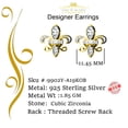 thumbnail image 6 of King of Bling's Yellow 0.35ct Cubic Zirconia 925 Silver Men's & Women's Fleur de Lis Earrings, 6 of 12