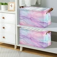 thumbnail image 6 of Foldable Iron Frame Storage Basket Open Basket Bins Versatile Organizer for Laundry Bathroom Closet 16.9” x 11.4” x 10” Pastel Pink Marble Texture, 6 of 7