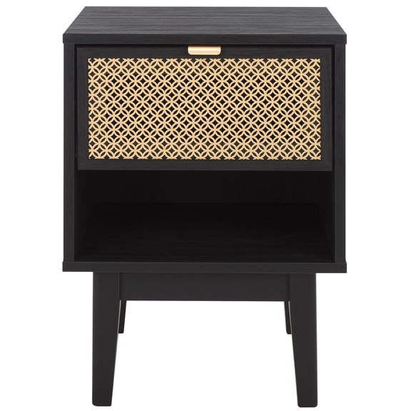 SAFAVIEH Ceu Coastal Style 1 Drawer Night Stand, Black/ Gold (15.7 in. W x 15.4 in. D x 21.7 in. H)