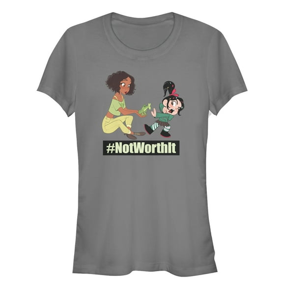 Junior's Ralph Breaks the Internet Not Worth Frog Kiss Graphic Tee Charcoal Large