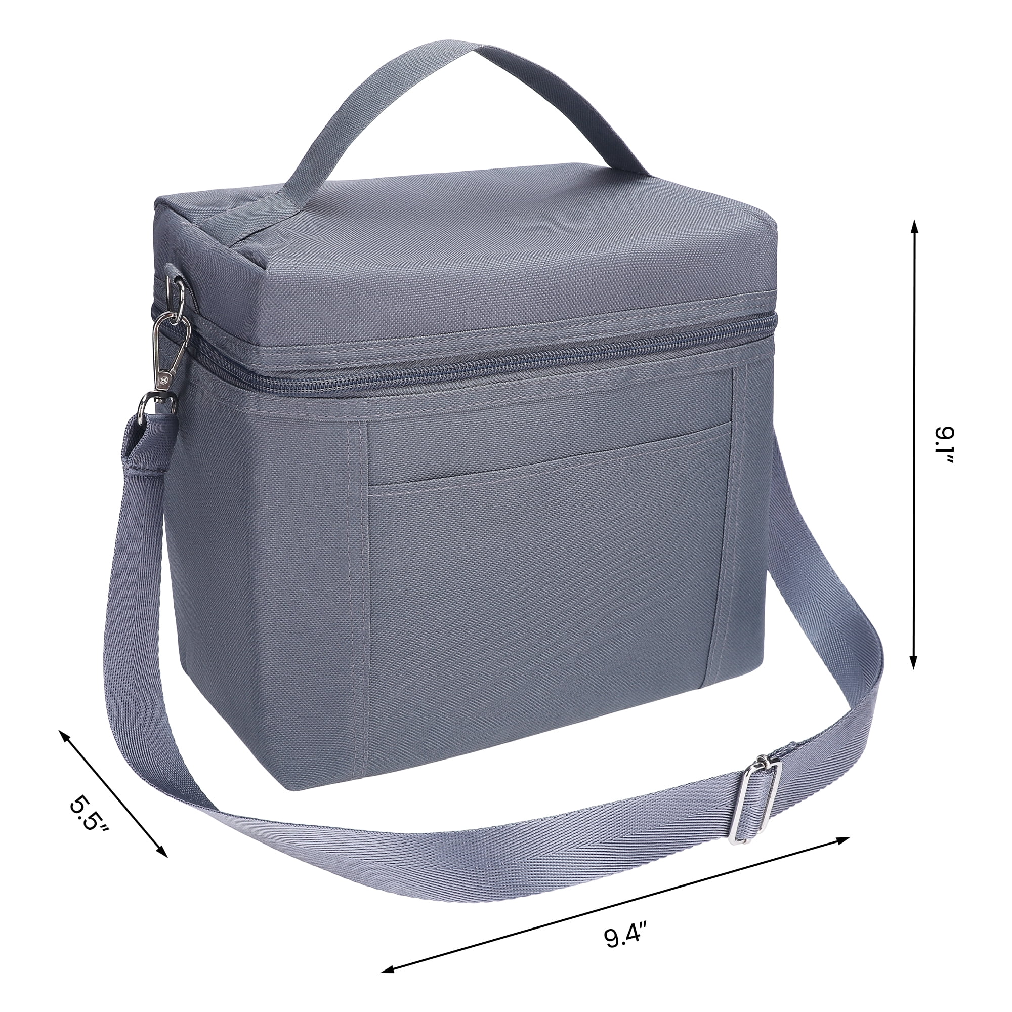 Unique Bargains Insulated Leakproof Lunch Bag for Work, Picnic Gray 9.4*5.5*9.1in