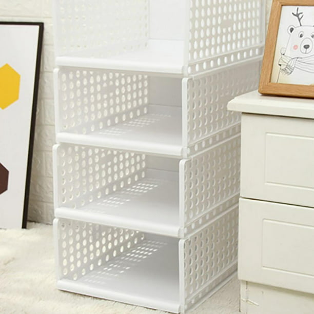 Patgoal 4 Pack Stackable Shelves, Stackable Plastic Closet Shelves