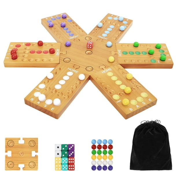 Juego de mesa Plusvivo Marble Wooden para 4-6 jugadores con 24 canicas
