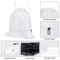 thumbnail image 4 of Uxcell Drawstring Backpack Bag Drawstring Gym Bag with Zip Pocket for Women Men White, 4 of 5