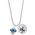 thumbnail image 1 of Delight Jewelry Silvertone Crystal Royal Blue Spinner Silvertone Script Initial Disc - X - Charm Necklace, 20"+3", 1 of 1