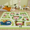 thumbnail image 5 of Green Kids Rug for Kids Room, Washable Road Rug for Playroom, Non-Slip Soft Toy Car Rug for Baby Nursery, Small City Traffic Playmat for Boys Girls Dorm Bedroom Tent 59"×39.4", 5 of 6
