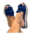 thumbnail image 2 of CAICJ98 Chaussures de Marche pour Femmes Sandales à Plateforme avec Bride Cheville Espadrille Décontractée Plateforme Compensée Chaussures d'Été Semelle en Liège, Bleu, 2 of 2