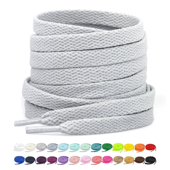 Stepace [2 Pairs Flat Shoe Laces for Sneakers 5/16"" Width 30""-72"" Length 26 Color Shoelaces Grey 60""(152 cm)