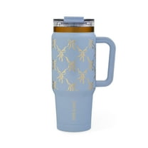 Thyme & Table 32oz Stainless Steel Luna Tumbler with Handle and Dual Straw Lid, Blue Bow