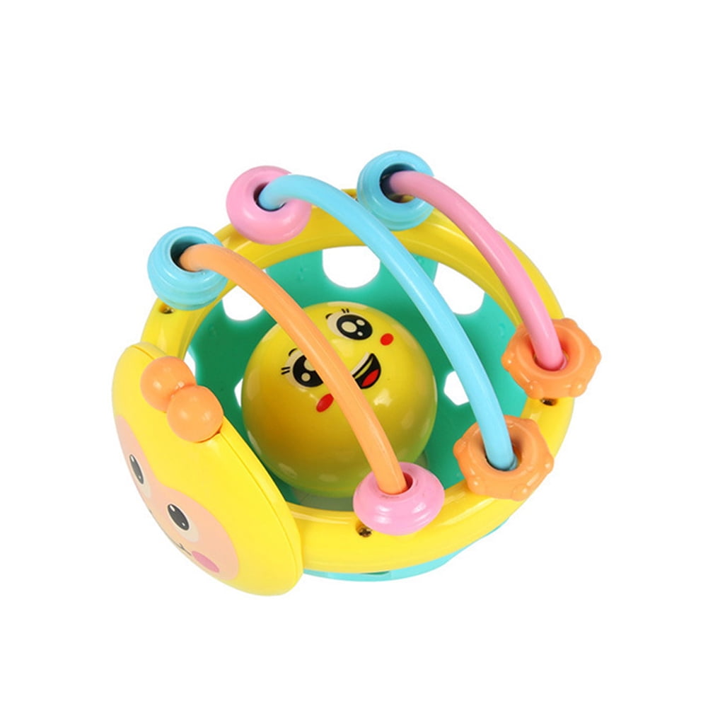 Cartoon Bee Soft Colorful Baby Rattle Ball Hand Bell Educational Teething Toy 