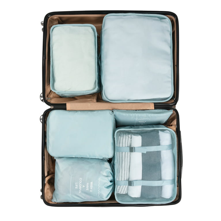 Adwaita 6 Set Packing Cubes, Travel Luggage Packing Organizers (Blue)