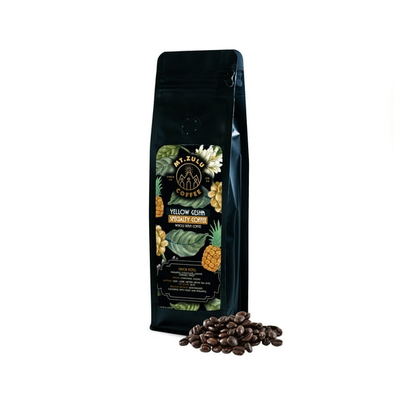 Mt. Zulu Yellow Gesha – Pineapple Fermented, Semi-Washed, Single Origin Colombian Coffee Beans, Medium Roast, 8 oz