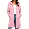 thumbnail image 2 of Oversized Sweatshirts for Women Drawstring Button Down Loose Long Sleeve Casual Solid Color Mid Length Hoodie Coat with Pockets L, 2 of 9