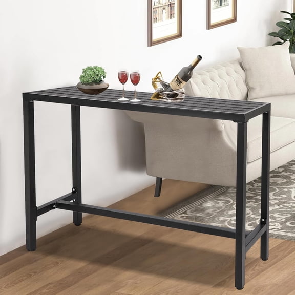 Outdoor Bar Table, 63" Patio Counter Height Bar Tables, WPC Waterproof Bar Table for Patio, Garden, Yard, Balcony, Poolside (Black, 63'')