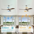 thumbnail image 6 of 52" Ceiling Fans with Lights, Remote Control Reversible Ceiling Fan, Quiet DC Motor 3 Blade Wood Ceiling Fans 6 Speed Levels, for Patio Living Room, Bedroom, Office, Indoor, Walnut, 6 of 9