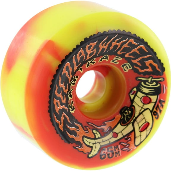 Speed Lab Kamikaze Skateboard Wheels 97a 65mm Yellow/Red Swirl