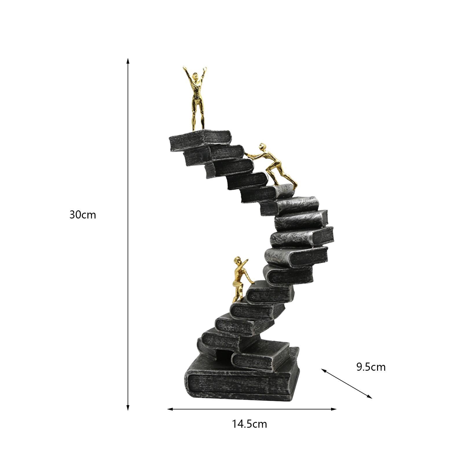 Miulika Flamingo Fairy Garden Sculpture and Abstract Thinker Ladder Statue Resin Figurine for Holiday Spring Yard Art Ornament Bookshelf Desktop Table Decorations