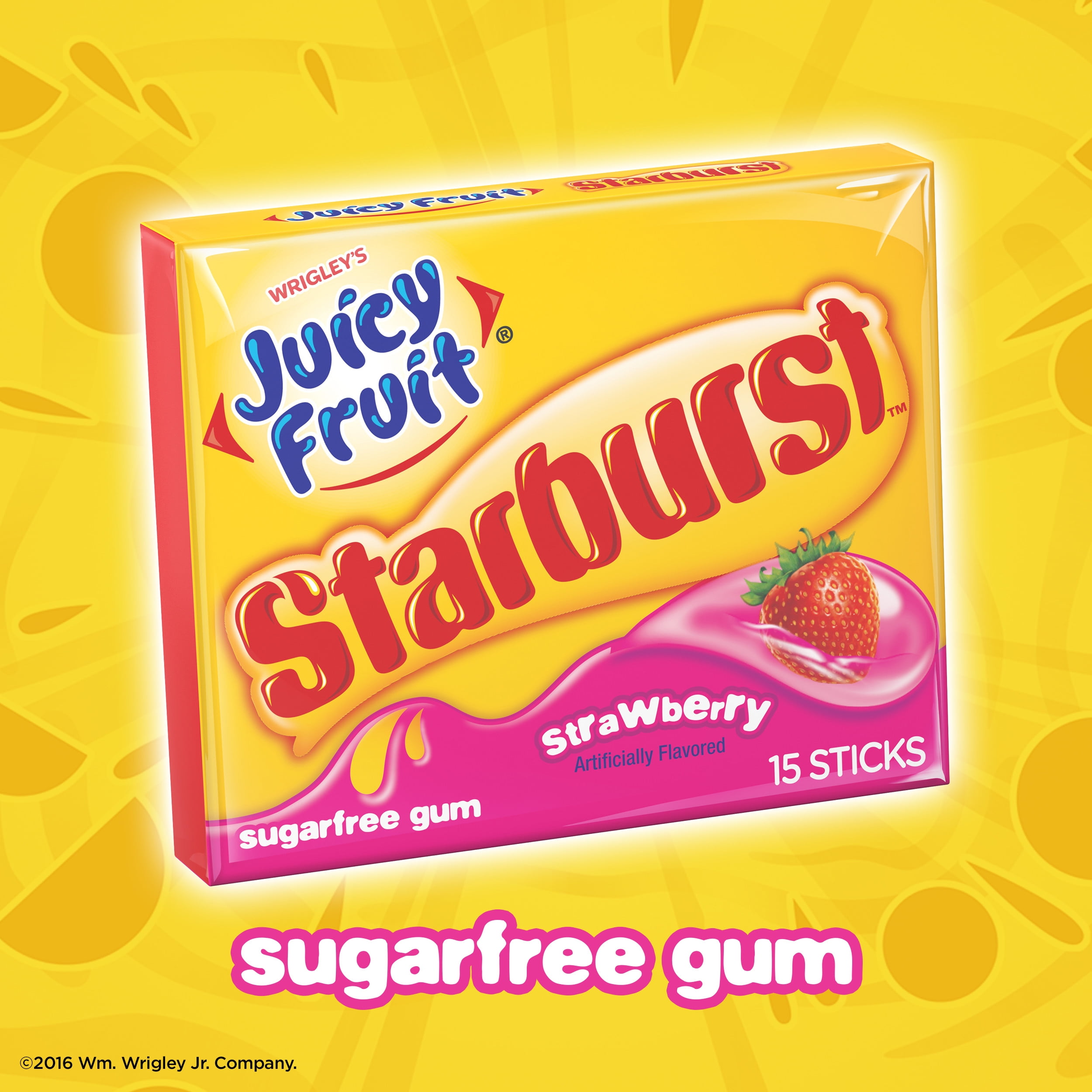 Juicy Fruit Starburst Strawberry Sugarfree Gum, (10 Packs)