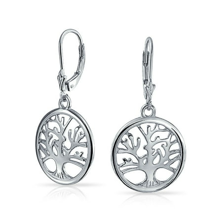 - 925 Silver or Gold Plated 925 Silver or Rose Gold Plated 925 Silver Celtic Tree of Life Leverback Dangle Earrings