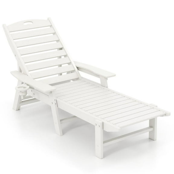Resenkos Lounge Chair Outdoor, Patio Lounge Chair,Patio Chaise Lounge Chair with 4 Position Backrest-White