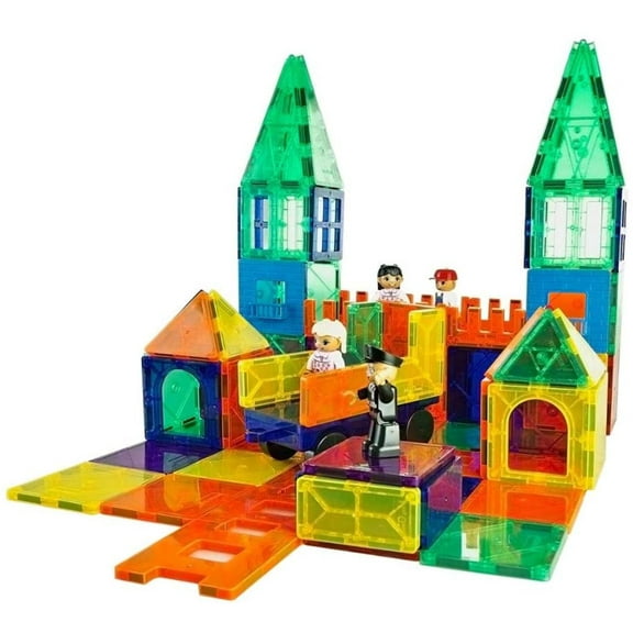 Mag-Genius Magnet Tiles 100 Piece Set Includes All The New Magnet Tiles and Clickins to Build The Perfect Castle Includes Clip in Windows and All New Magnet.., By Visit the MagGenius Store
