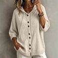 thumbnail image 4 of Vynhevius Women's Hooded Cardigan Sweater Solid Knit Button Down Loose Fit Soft Casual Daily Wear Tops, 4 of 5
