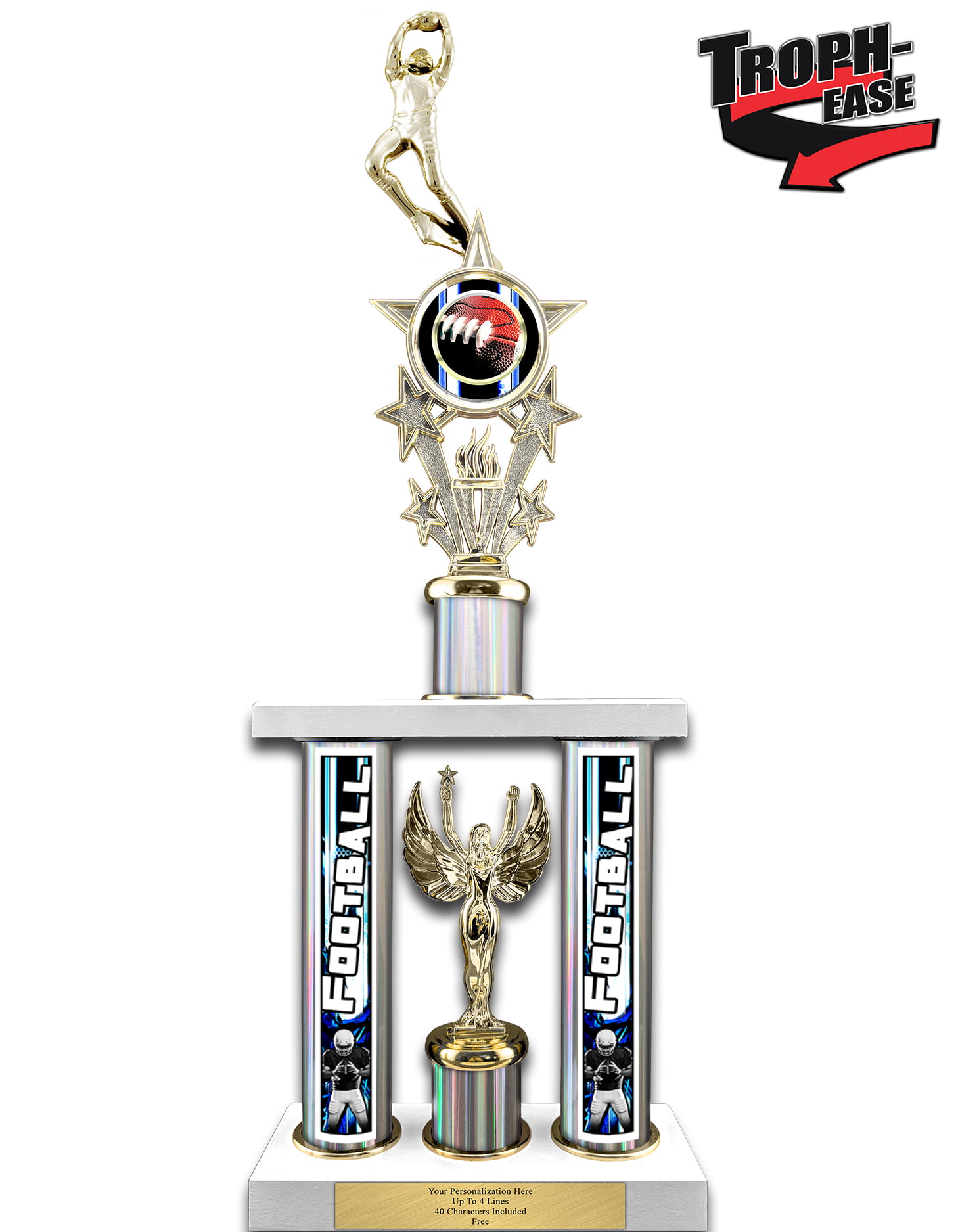 Football Trophies Silver and Red Champions Football Cup 3 sizes FREE Engraving 