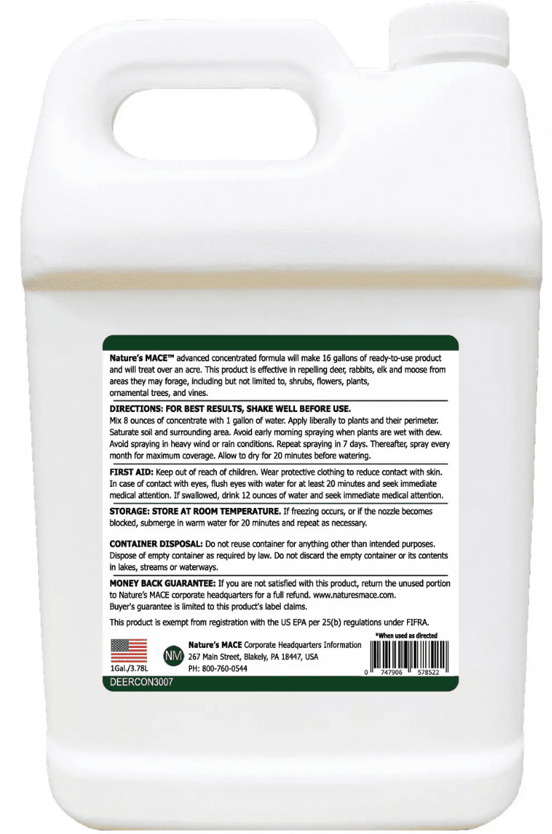 Deer & Rabbit Repellent - All Natural Formula - 1 Gallon